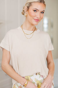 NURSING COLLECTION: Catch On Light Taupe Ribbed Top