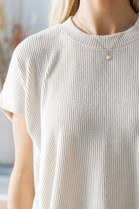 NURSING COLLECTION: Catch On Light Taupe Ribbed Top