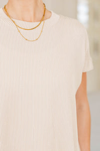 NURSING COLLECTION: Catch On Light Taupe Ribbed Top