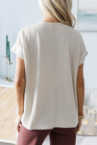 NURSING COLLECTION: Catch On Light Taupe Ribbed Top