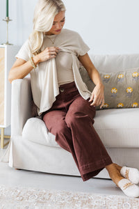 NURSING COLLECTION: Catch On Light Taupe Ribbed Top