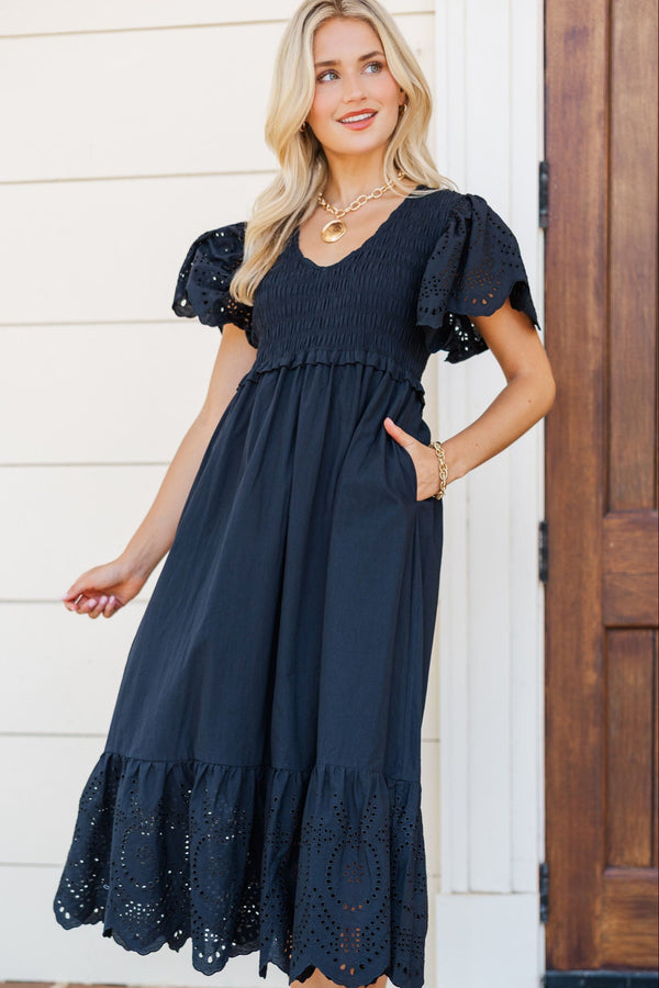 Show You The Way Black Eyelet Midi Dress Shop the Mint Show You The Way Black Eyelet Midi Dress Shop the Mint