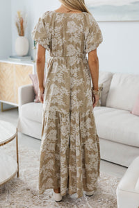 NURSING COLLECTION: Falling In Love Taupe Embroidered Maxi Dress