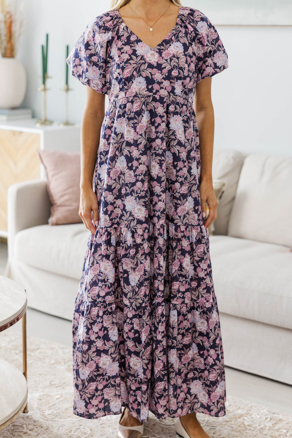 NURSING COLLECTION: Falling In Love Purple Floral Maxi Dress