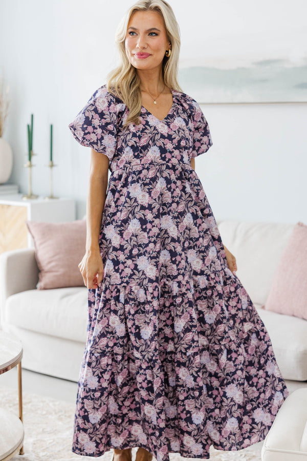 NURSING COLLECTION: Falling In Love Purple Floral Maxi Dress