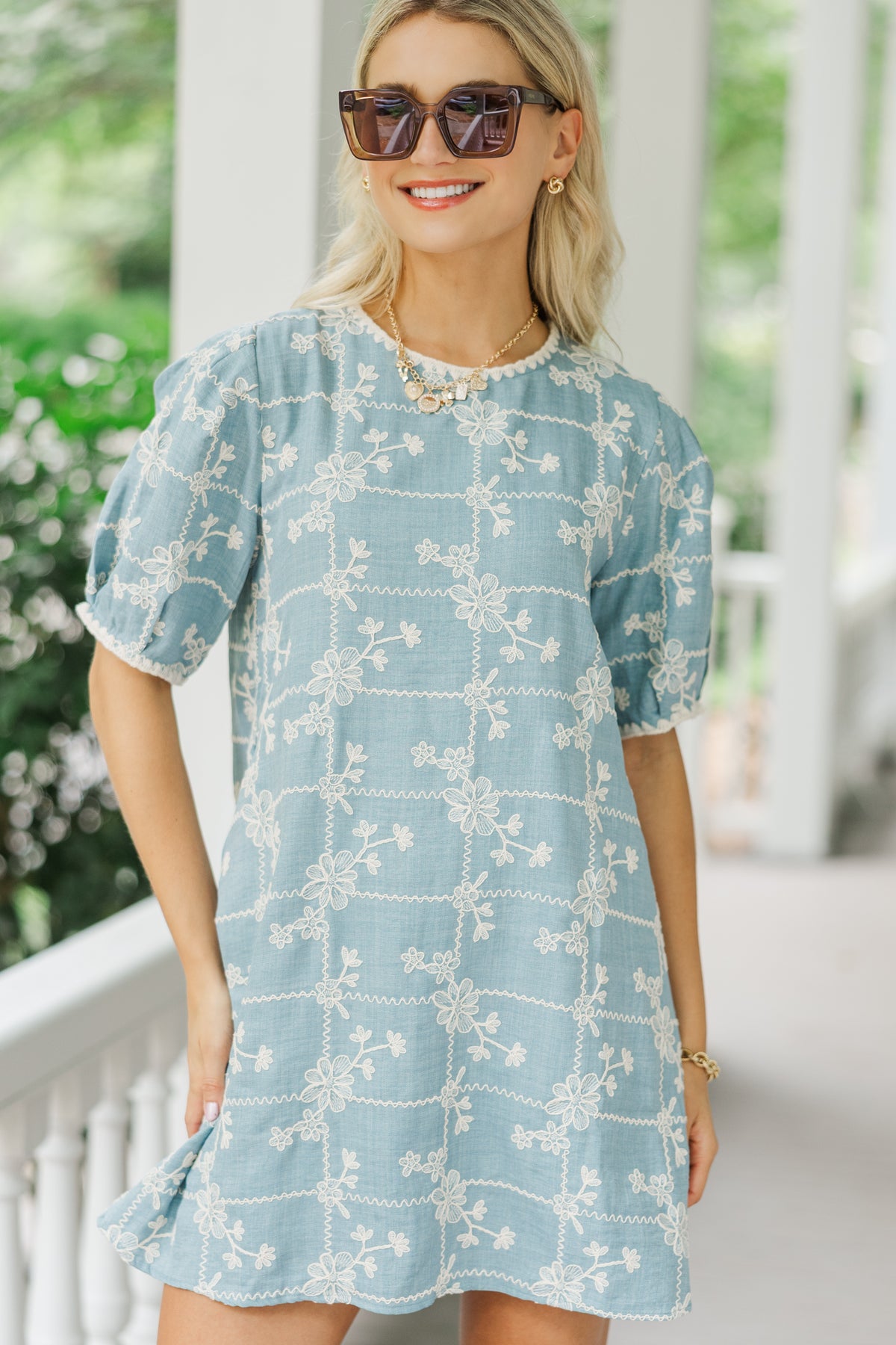 Sweet On You Denim Embroidered Dress – Shop the Mint