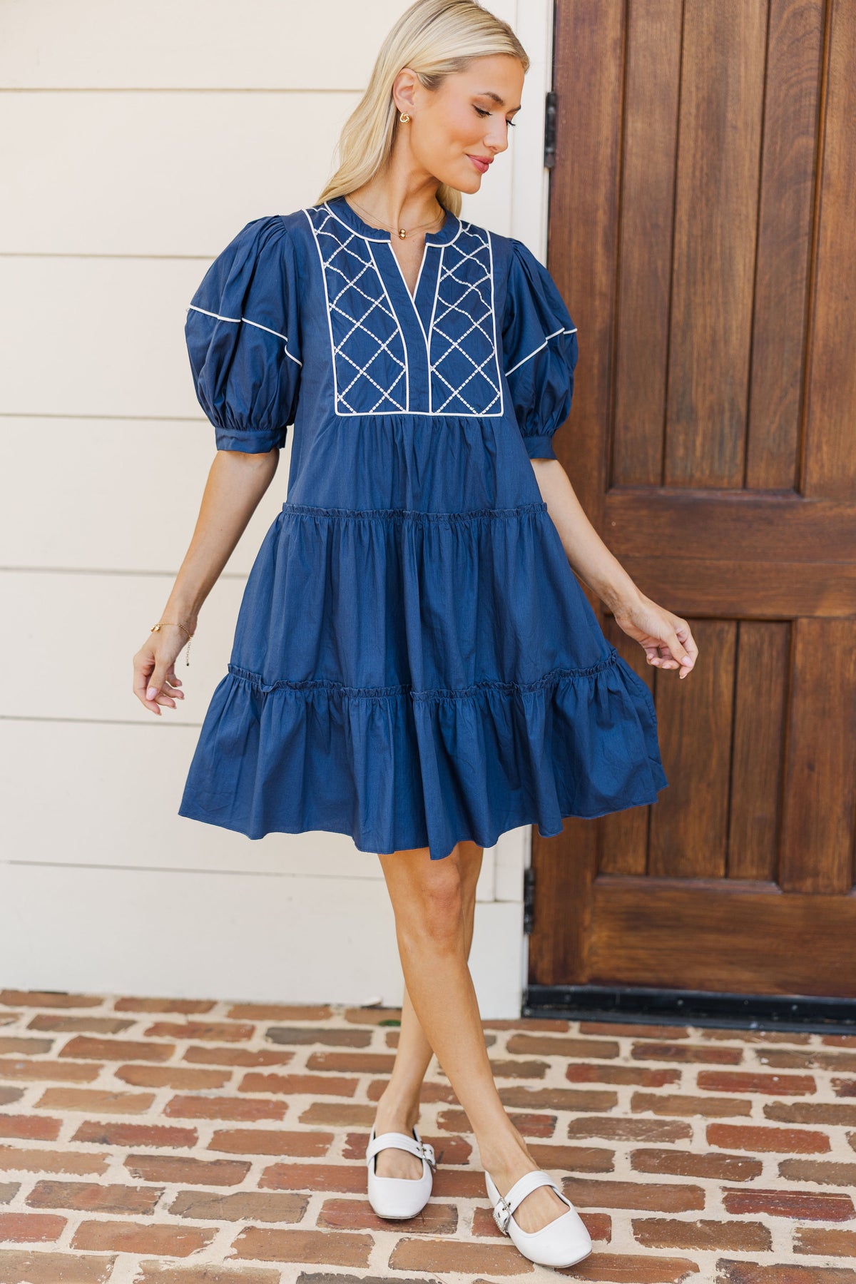 navy blue 2t dress Just Second Nature Navy Embroidered Babydoll Dress – Shop the Mint