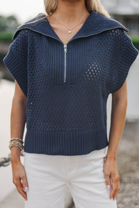 Hear Your Call Navy Blue S/S Sweater