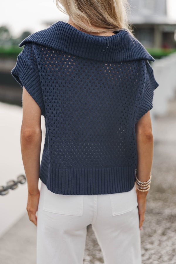 Hear Your Call Navy Blue S/S Sweater