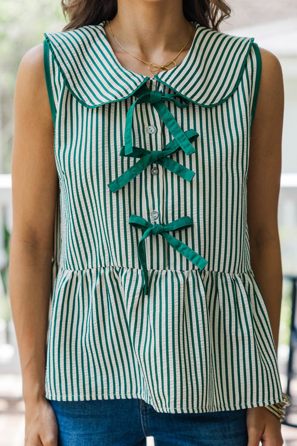 The Good In You Green Striped Blouse