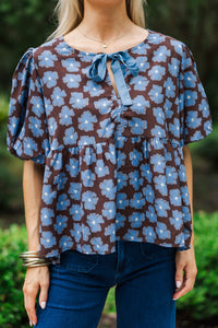 Sweet Little Shine Brown Floral Blouse
