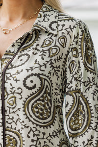 Meadow Mood Olive Floral Medallion Dress