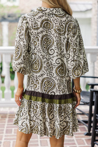 Meadow Mood Olive Floral Medallion Dress