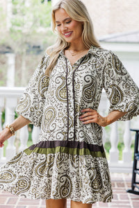 Meadow Mood Olive Floral Medallion Dress