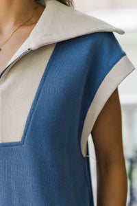 Let's Do This Thing Blue Colorblock Top