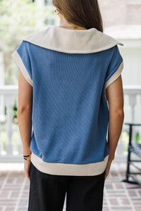 Let's Do This Thing Blue Colorblock Top