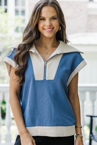 Let's Do This Thing Blue Colorblock Top