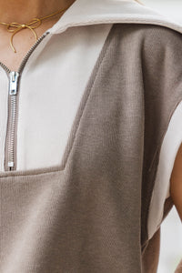 Let's Do This Thing Brown Colorblock Top