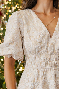 On Repeat Cream Floral Textured Dress