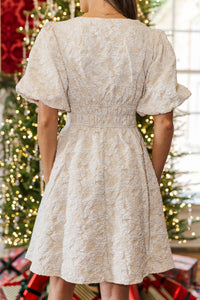 On Repeat Cream Floral Textured Dress