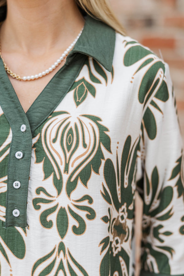 Trying My Best Olive Medallion Shift Dress