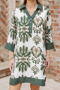 Trying My Best Olive Medallion Shift Dress
