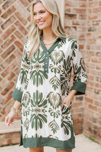Trying My Best Olive Medallion Shift Dress