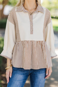 Cocoa & Cream Brown Striped Blouse