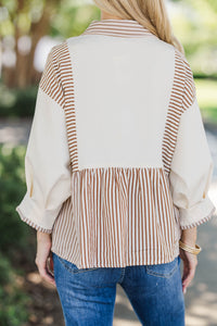 Cocoa & Cream Brown Striped Blouse