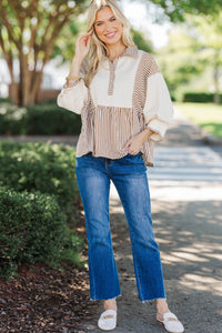 Cocoa & Cream Brown Striped Blouse