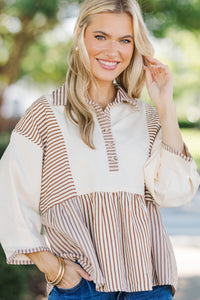 Cocoa & Cream Brown Striped Blouse