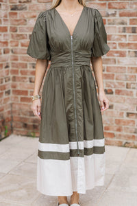 Wander With Me Olive Colorblock Dress