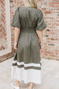 Wander With Me Olive Colorblock Dress