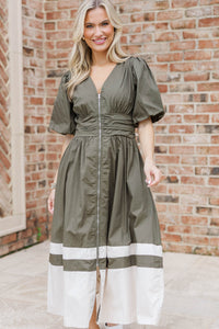 Wander With Me Olive Colorblock Dress