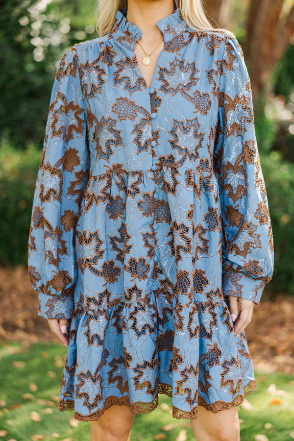 Sway With Me Blue Eyelet Babydoll Dress