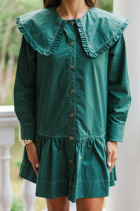 Hold That Thought Emerald L/S Babydoll Dress