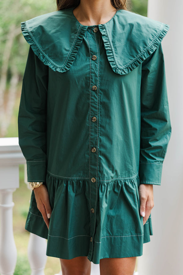 Hold That Thought Emerald L/S Babydoll Dress