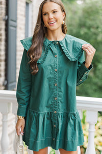 Hold That Thought Emerald L/S Babydoll Dress