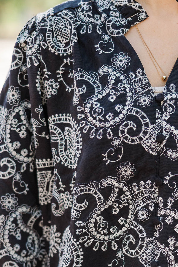 A Quiet Spark Black Eyelet Blouse