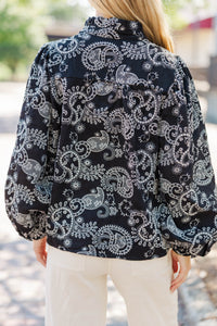A Quiet Spark Black Eyelet Blouse