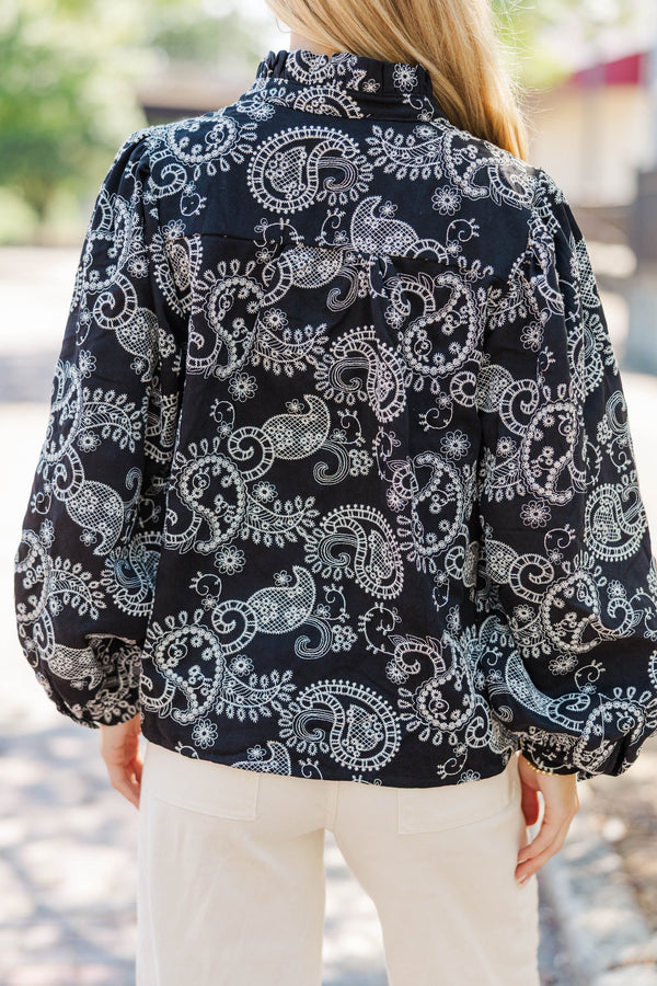 A Quiet Spark Black Eyelet Blouse