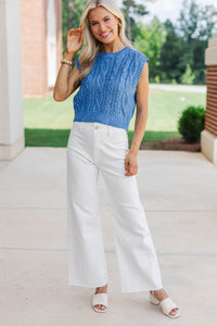 No Plans Needed Blue Sweater