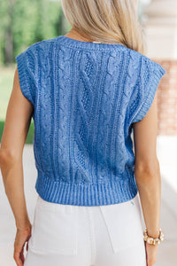 No Plans Needed Blue Sweater