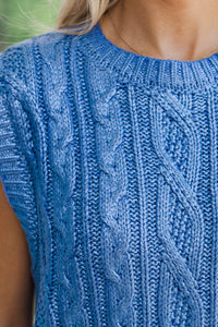 No Plans Needed Blue Sweater