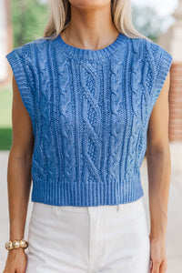 No Plans Needed Blue Sweater