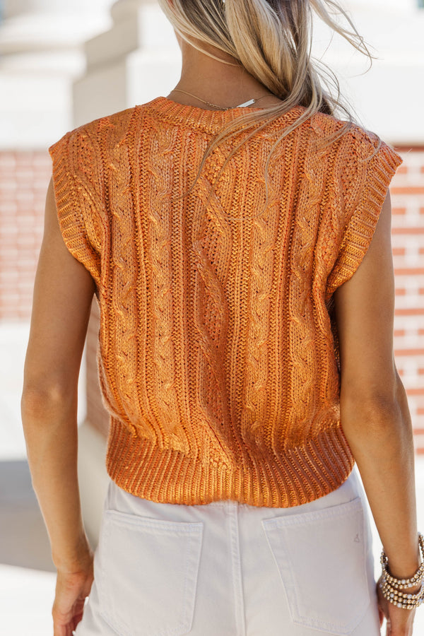 No Plans Needed Orange Sweater