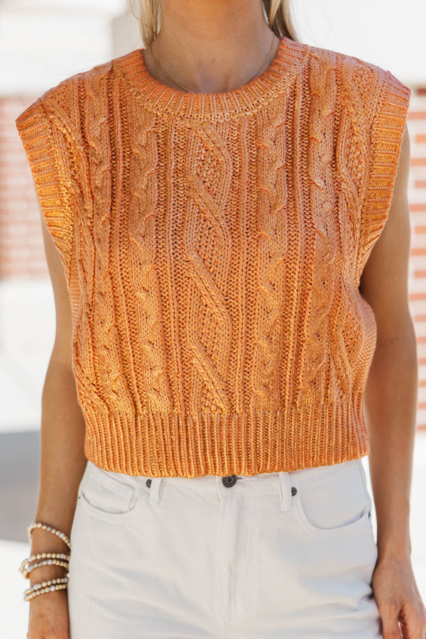 No Plans Needed Orange Sweater