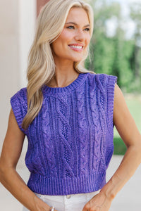 No Plans Needed Purple Sweater