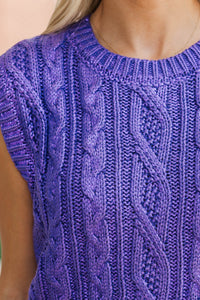 No Plans Needed Purple Sweater
