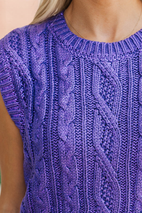 No Plans Needed Purple Sweater